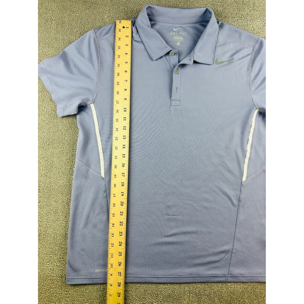 Nike Dri-Fit Polo Shirt L Blue Colorblock Athletic Short Sleeve Golf Sporty - Picture 5 of 13